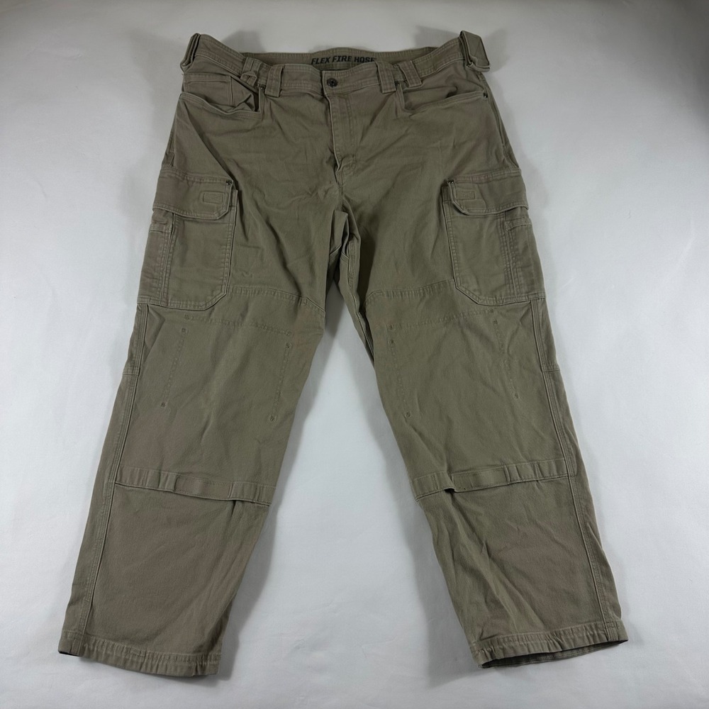 Duluth Trading Co Flex Fire Hose Cargo Pants Mens 42x32 Khaki Tan Workwear